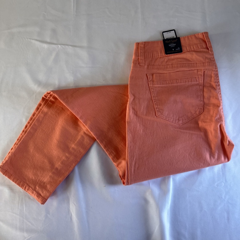 Red camel orange skinny slim fit super soft stretch jeans‎